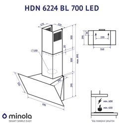 Вытяжки Minola HDN 6224 BL 700 LED черный