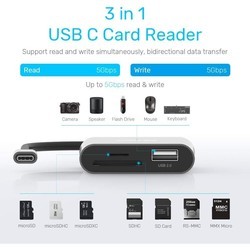 Картридеры и USB-хабы Unitek USB 3.1 3-in-1 USB-C Card Reader