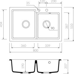 Кухонные мойки Berg Element BRL 7203 2.0 BOC 800x510