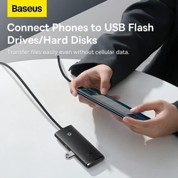 Картридеры и USB-хабы BASEUS Lite Series 4-Port USB-A HUB Adapter 1m