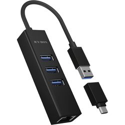 Картридеры и USB-хабы Icy Box IB-HUB1419-LAN