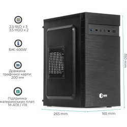 Корпуса QUBE QB27M 400W БП 400&nbsp;Вт  черный