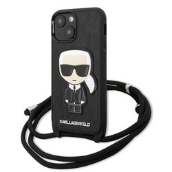 Чехлы для мобильных телефонов Karl Lagerfeld Leather Monogram Patch and Cord Iconic for iPhone 13 mini