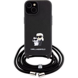 Чехлы для мобильных телефонов Karl Lagerfeld Crossbody Saffiano Metal Pin Karl & Choupette for iPhone 15