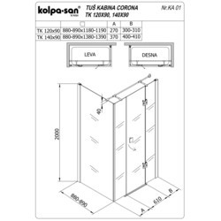 Душевые кабины Kolpa San Corona TK 120x90-R