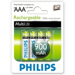 Аккумуляторы и батарейки Philips MultiLife 4xAAA 900 mAh