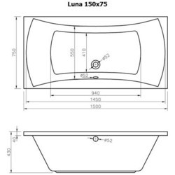 Ванна Alpen Luna 150x75