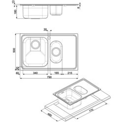 Кухонная мойка Smeg SP7915D-2 (серебристый)