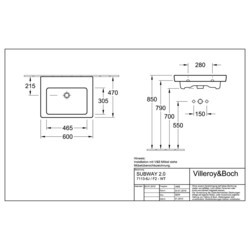 Умывальник Villeroy & Boch Subway 2.0 7113FA