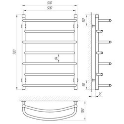 Полотенцесушитель LARIS Euromix 530x600