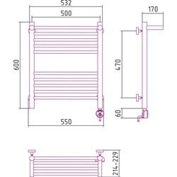 Полотенцесушитель Sunerzha Bogema-E shelf 500x600 (золотистый)