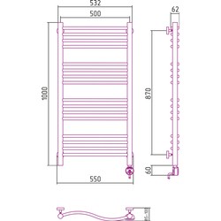 Полотенцесушитель Sunerzha Flyuid-E 500x1000 (бронзовый)