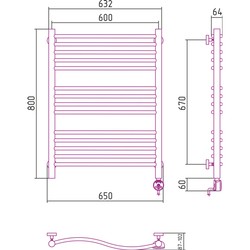 Полотенцесушитель Sunerzha Flyuid-E 600x800 (золотистый)