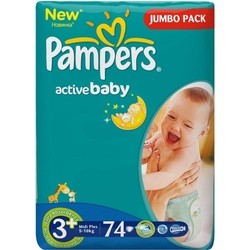 Подгузники (памперсы) Pampers Active Baby 3 Plus / 74 pcs