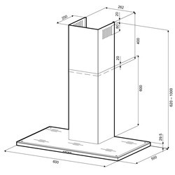 Вытяжка Krona Mara Slim 600 Glass 5P (нержавеющая сталь)