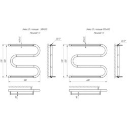 Полотенцесушитель MARIO Zmeyka 25 Shelf 500x500