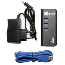 Картридер/USB-хаб 5bites HB33-304PBK