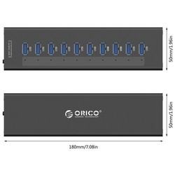 Картридер/USB-хаб Orico A3H10 (серебристый)