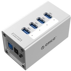 Картридер/USB-хаб Orico A3H4 (серебристый)