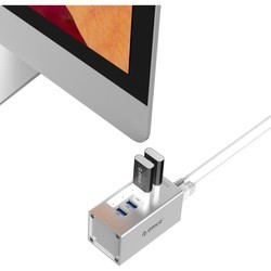 Картридер/USB-хаб Orico A3H4 (серебристый)