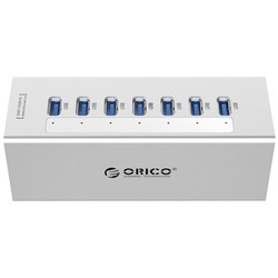Картридер/USB-хаб Orico A3H7 (серебристый)