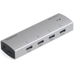Картридер/USB-хаб Orico AS4P-U3P (серебристый)