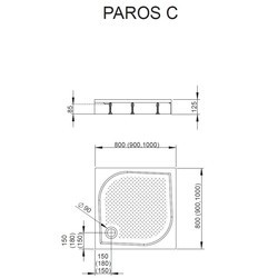 Душевой поддон Radaway Paros C MBC9090-03-1