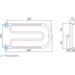 Полотенцесушитель Sunerzha Gusli shelf 650x320 (хром)