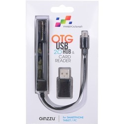 Картридер/USB-хаб Ginzzu GR-513UB